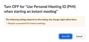 Reminder to require a zoom meeting password at all times